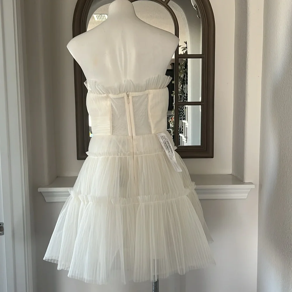 BCBGMaxazria Strapless Tiered Tulle Mini Dress Size 12 New w/Tag ONLINE for $398 - Picture 9 of 17